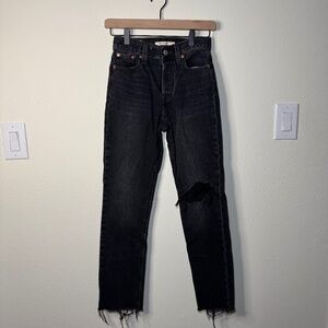 Levi's Wedgie Straight Jeans Women's Size 23 Black Denim Western Festival